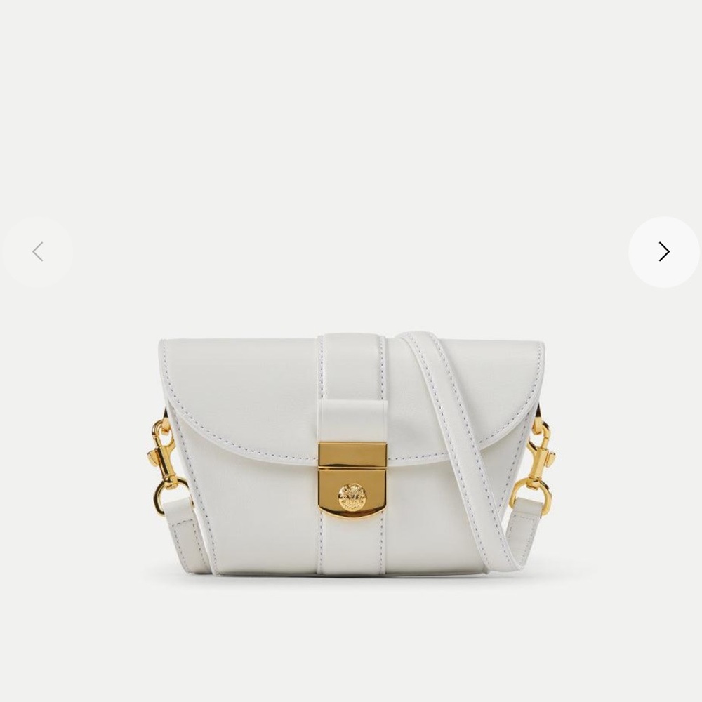 Veronica Beard White Shoulder Bag with Gold Accents